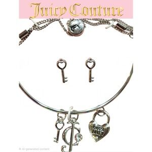 Juicy Couture Choose Juicy Lock & Key Charm Lariat Bracelet & Earring Set